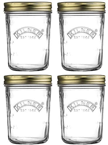 Kilner Wide Mouth Screw Top Lid Preserving Glass Jar 0.35 Litre Transparent (Pack of 4)