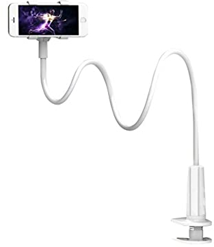 SYXLS Support Telephone, Support de Téléphone Portable, Universelle Rotation 360° Support, avec Flexible Col de Cygne Bras Long, pour iPhone 12 Mini Tous Les Smartphones (Blanc)