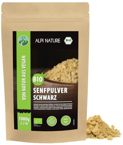 Alpi Nature Senfmehl BIO schwarz braun 1kg, Senfpulver bio | Senfmehl schwarz, Senfkörner gemahlen, ideal für Gewürzmischungen, Marinaden, Currys, Saucen & Pickles