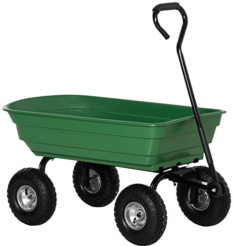 Outsunny Carrello Rimorchio a Mano da Giardino Portata 250kg,108x52x100 cm