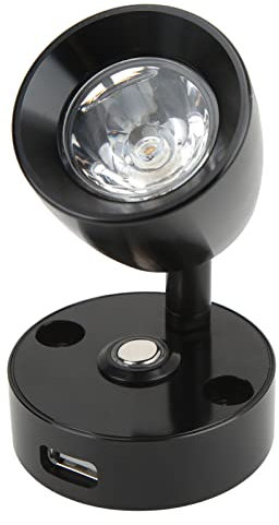Akozon Luz de Lectura LED, 12V Luz de Lectura LED Luz de Lectura Giratoria Luz de Noche para Barco RV Foco LED Camper Luz Interior para Caravana Camper Boat(Negro Blanco Cálido)