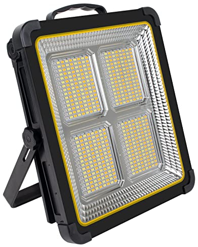 MASMEJOR Faro LED Ricaricabile, Faretto LED Ricaricabile 160W/ Pannello Solare/ 4 Modalità di Illuminazione/Batteria Esterna da 15000mAh/ Luce Regolabile, Ideale per Campeggio, Lavoro, Pesca