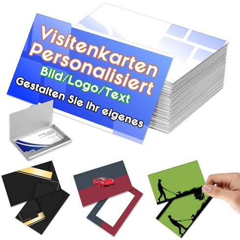 Visitenkarten, personalisierbar mit Logo/Text, doppelseitig druckwasserdicht, 300 g, für Unternehmen, kleines Unternehmen