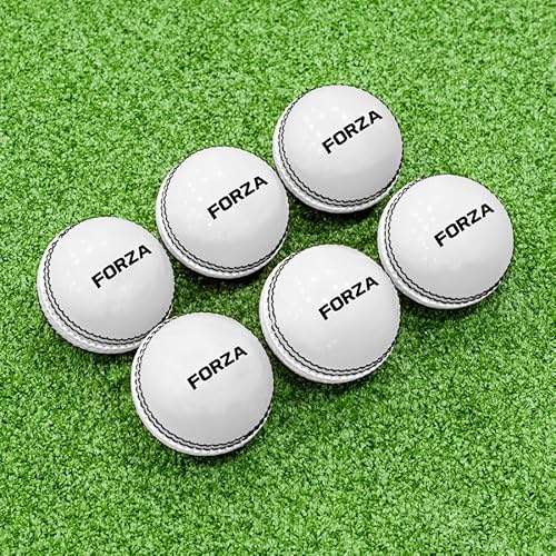 FORTRESS Cricket 'Incrediballs' [6-pack] – äldre cricketbollar | skumbollar med traditionella sömmar | cricketträning och övning – rosa eller röd cricketboll (vit, senior)