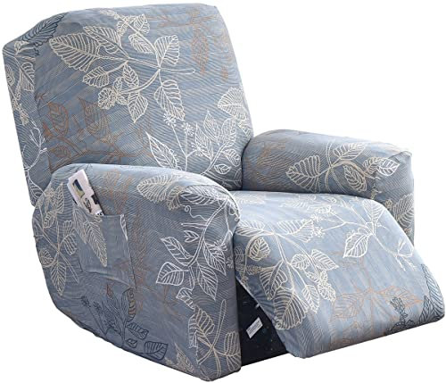 Stretchhusse für Relaxsessel Sesselbezug, 4/6/8-Teilig Sesselschoner Sesselauflage Relax mit Armlehnen Beige/Blau Sessel Überwurf Bezug Hochlehner Relaxsessel Mit Elastischem Boden ( Color : #19 , Siz