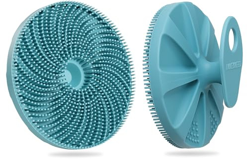 Food-Grade Silicone Body Scrubber Exfoliating & Massaging Brush, Dark Green