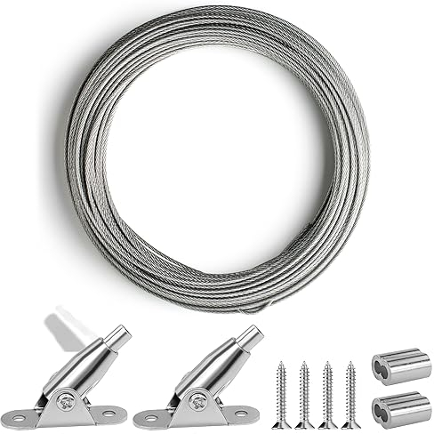 Sinofort Drahtseil 2mm*6m Stahlseil Drahtseil Spanner Gardinenseil Edelstahl Seil Gardinen Seilsystem LED-Beleuchtungsdekoration Bilder Bettwäsche Kleidung Verwendet