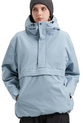 BUMDEEP Womens Waterproof Ski Jacket Warm Winter Snow Coat Windbreaker Hooded Thick Snowboard Jacket（Blue,X-Large）