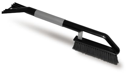 ToM PaR Bürste und Schaber | Bürstenschaber | Ergonomischer und Weicher Griff | Eiskratzer Auto mit Besen | 2-in-1 Schneebürste und Eiskratzer | Reinigungsbürste | Länge: 55cm | Grau