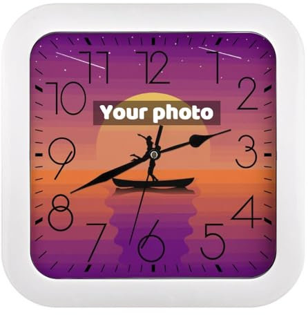 GZYZXP Benutzerdefinierte Wanduhr, personalisierte Uhr Deko, quadratische Personalisierte Wanduhr mit Foto Text, Design Wanduhren für Wohnzimmer Schlafzimmer & Küche - Geschenk für Mama Papa