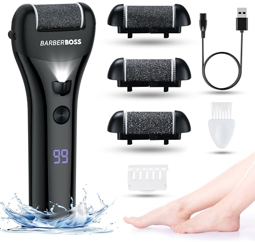 Barberboss Electric Foot File Hard Skin Remover - Fußfeilen für harte Haut, Fußfeilen für harte Haut, Premium Hornhautentferner für Füße, umfassendes Pediküreset für Füße QR-5086