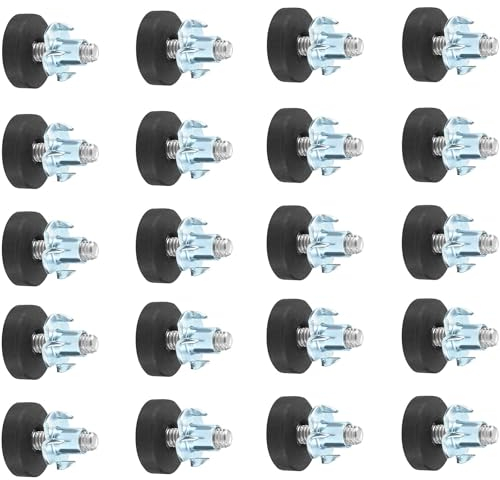 Bogoro Lot 20 Pied Meuble Reglable Pied Reglable M6 avec Contre-éCrou, éCrou à Quatre MâChoires Et MèChe MéTallique Pied Table Reglable pour Pieds Table Et D'armoire