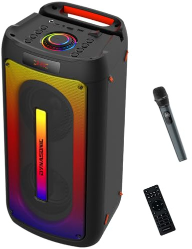 DYNASONIC D30 - Altavoz Bluetooth portatil. Altavoz Exterior inalambrico. Wireless Stereo. Reproductor de Sonido Potente con Luces led incorporadas. Micro-SD, USB.