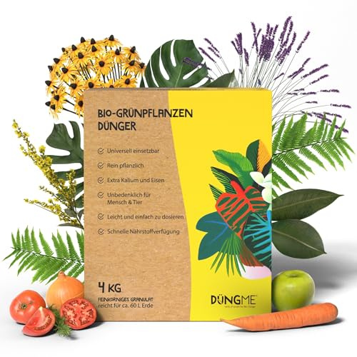 Vital-Boost Bio-Grünpflanzendünger für Zimmer- und Gartenpflanzen | Feinkörniges Granulat | Einfach & Rein pflanzliches Düngen | Tierfreundlich & Umweltbewusst | 100% Naturdünger von DüngMe - 4 KG