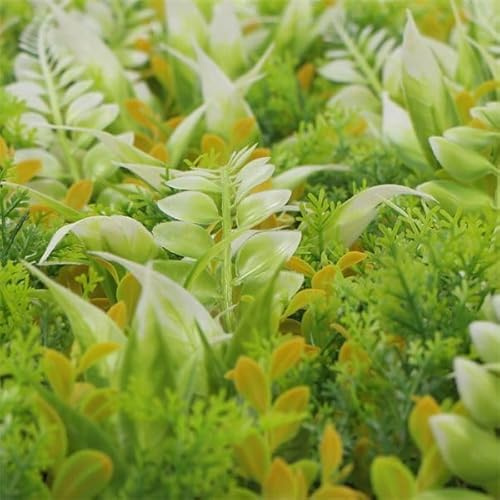 FEFE Pack of 12 x Artificial Leaves Flowers Willow Topiary Screen Wall Hedges Grass 50x50cm For Fences Indoor/Outdoor Garden (Lime Green)
