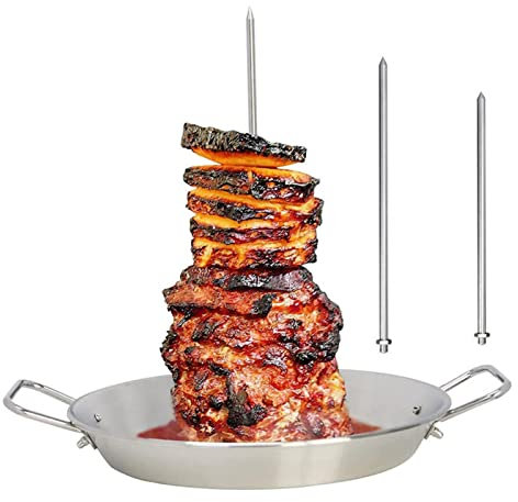 Estante vertical para carne | Pincho vertical de carne con 3 picos de repuesto | Soporte de acero inoxidable para barbacoa | Pinchos verticales para parrilla | Pinchos de barbacoa para asar | Estante