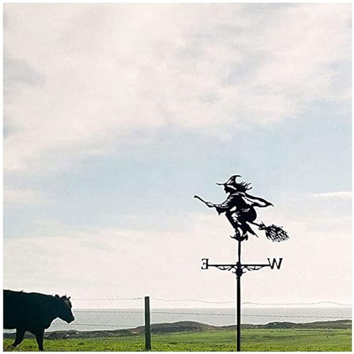 Wetterhexe Garten, Weathervane, Schwarze Hexe Dekoration Terrass, Wetterhahn Fuers Dach, für Garten Hof Rasen Halloween Dekoration