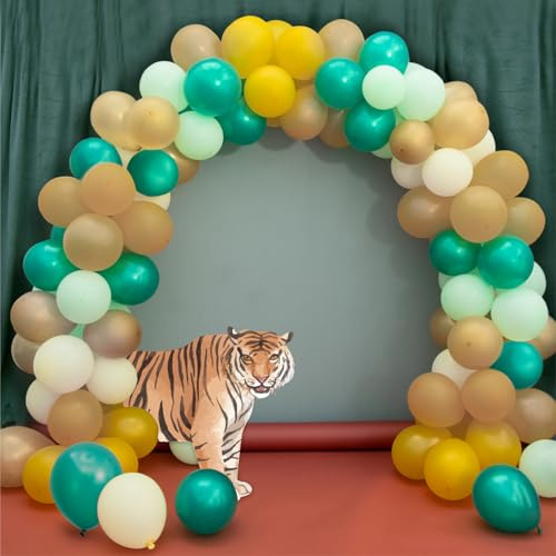 PARTY PARTY Ballongirlande 100 Ballons, Ballonband, Klebepunkte, Luftballon Deko Kindergeburtstag, Ballonbogen Geburtstag (Safari)