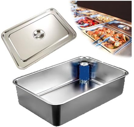 NJDQFA Lebensmittel Lagern Behälter,Stapelbar Gastro Behälter Mehrweg, Rechteckig Edelstahl Gastronomiebehälter,60 * 40cm,15cm