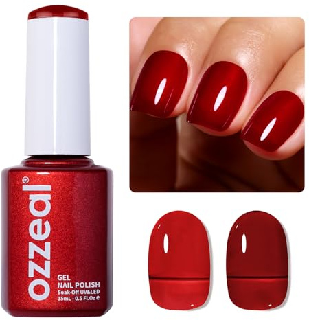 Ozzeal Jelly UV Burgunderrot Nagellack Transparent Frühling Sommer Soak-Off UV LED Nagelbehandlung 15ML