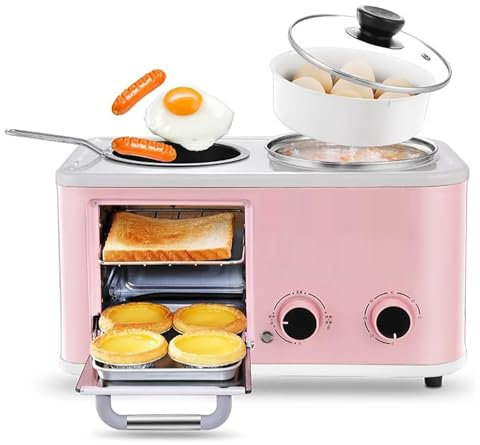 Machine à Petit-déjeuner multifonctionnelle 12 L, Machine à Petit-déjeuner 4 en 1 avec friture, Cuisson, Cuisson à la Vapeur et Cuisson, marmite électrique 1200 W avec contrôle de température