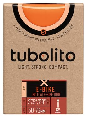 Tubolito X-Tubo E-Bike Fahrradschlauch aus Butyl-Gummi in der Farbe Orange, 50-584 -> 76-622, Größe 42 mm SV Ventil, 330 000 75