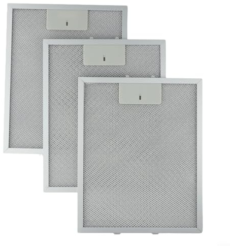 URPIZY Lot de 3 filtres à air en aluminium pour hotte aspirante, grille métallique, 310 x 250 x 9 mm, 5 couches, filtration des graisses, installation facile, durable