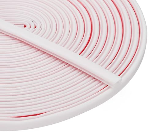 PATIKIL 39 Feet Rubber Weather Stripping Door Seal Strip, 2 Roll Self-Adhesive Door Insulation Weather Strip Soundproofing D Shape Seal for Frame Large Gap, White
