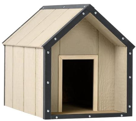 LP SmartSide Hundehütte Outdoor Wetterfest - Hundehaus Holz Platten - Hundezwinger für kleine Hunderassen, 48 x 74 x H58 cm, Größe S - TIMBELA M970-1