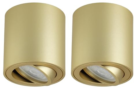 LED Deckenspots 2er Set – Schwenkbare Aufbaustrahler Rund in Gold Matt – Deckenleuchten 230V mit GU10 Fassung aus Aluminium