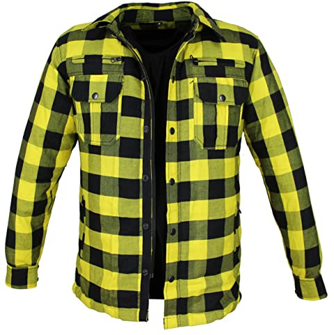 ALPHA SPEEDS Motorradhemden Biker Hemdjacke Wasserdicht & Winddicht Motorrad Kariertes Hemd mit Protektoren Jacke Flanell Lumber Aramid