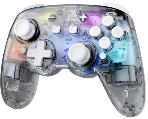 Switch 2 Pro Controller Compatible with Switch 2/OLED/Lite,Wireless Hall Effect Switch Controller , RGB Switch Pro Controller, Bluetooth Gamepad with 7 LED Colors/Wake Up/Dual Shock/Turbo - Gray