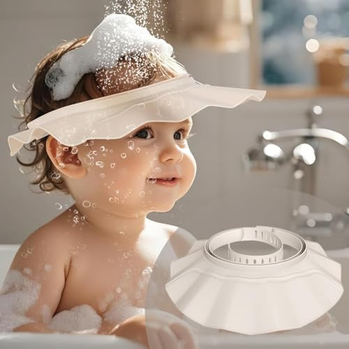 Baby-Duschkappe, weich, verstellbar, für Haarwäsche, sicheres Shampoo, Dusche, Badeschutz, Kopf, Augen, Ohren, Shampoo-Kappen für Kleinkinder, Babys, Kinder, macht das Baden mehr Spaß, weiß