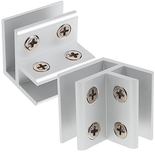Tofficu 2pcs Small Glass Clamp 90-Degree Railing Bracket for Shower and Furniture Support Sturdy Glass Shelf Clip for Bathroom and Cabinet Use