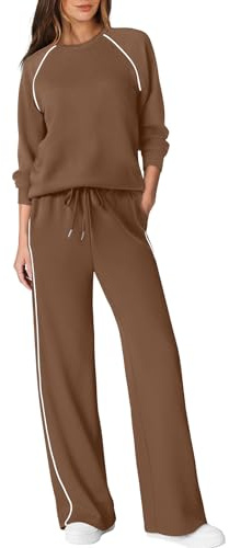 Sampeel Lounge Sets for Women 2025 Sweatsuits 2 Piece Fall Fashion Clothes Winter Vacation Essentials Travel Outfits Sweatshirt Sweatpants Y2K Tracksuit Camel M