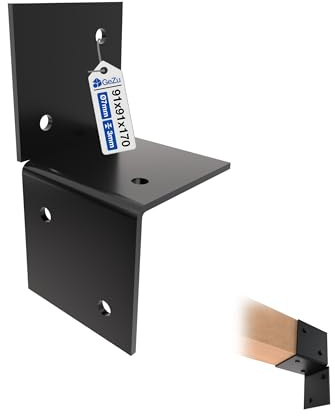 GeZu Impex Staffa da Parete Pergola 91x91mm Rivestito in Polvere Nera, Supporto a Muro per Pergola Connettore per Posto a Trave di Legno Supporto Piatto a Muro