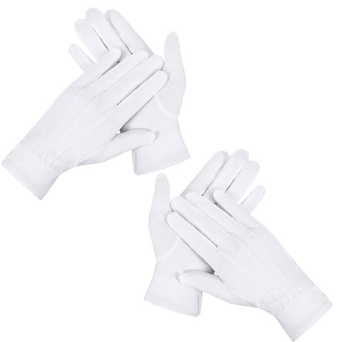 Sploziia 2 Paar Weiße Handschuhe - Baumwollhandschuhe Für Männer Und Frauen,Gloves Für Freimaurer Oder Schützenfest Oder Für Schmuck Oder Formelle Anlässe