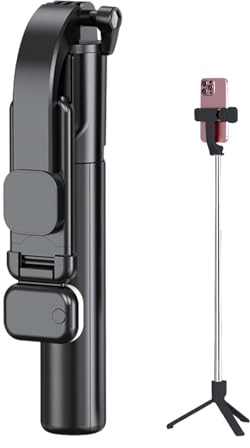 Cell Phone Selfie Stick, Extendable Phone Tripod, 19.5x5x4cm Wireless Remote Control, Alloy Rotatable Mobile Stand for Group Selfies, Live Streaming, Video Recording, Portable and Adjustable Tripod