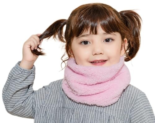 iNszkoos - Sciarpa scaldacollo in pile a doppio strato per bambini, 2-12 anni, ragazzi e ragazze, invernale, morbido, in fleece, sciarpa da collo, scaldacollo in pelliccia sintetica, sciarpa con