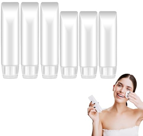 6pcs Travel Bottles,30ml & 50ml Clear Plastic Empty Squeeze Bottle,Transparent Refillable Cosmetic Containers Travel Size Bottles,Leak Proof Small Squeeze Bottles for Toiletries,Makeup,Shampoo