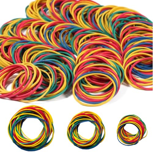 Heqxwl - 600 elastici colorati in 3 misure (25/38/50 mm) - Anelli in gomma altamente elastici per casa, ufficio, cucina, fai da te - gomme colorate in gomma naturale