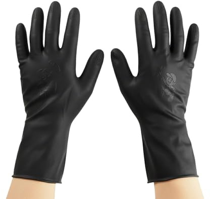 Gdrghe 2 Pairs (4 Gloves) Heavy Duty Rubber Gloves Latex Powder Free Non-slip Reusable Thickened Cleaning Gloves for Kitchen Dishwashing Hair Dyeing Cleaning Cooking Salon Tattoo (M)