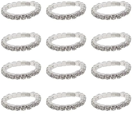 12 stycken (12 färger) elastisk tåring med kristaller, blandade färger, kroppssmycken set ringar hund