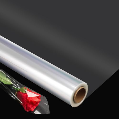 Geschenkfolie Transparent Rolle 88 cm x 30 m, 3 Mil Cellophanfolie Klar, Extra Breit Klarsichtfolie für Geschenkkörbe, Blumen, Hochzeit & Basteln, Geschenkpapier Durchsichtig (auf 44cm gefaltet)