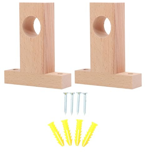 MINAOLULUS Soporte de Varilla de Madera Maciza para Cortina de Ducha, 3 Cm Diámetro, 2 Piezas para Baño y Decoración del Hogar, Accesorio Resistente y Funcional para Barra de Cortina