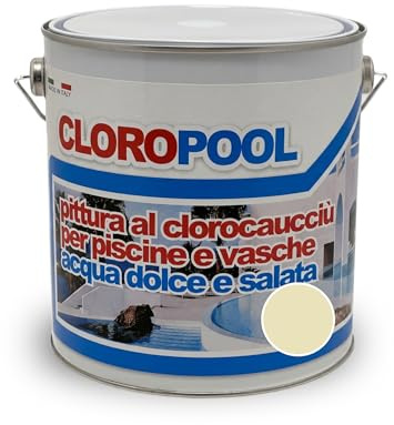Pittura al Clorocaucciù per Piscine e Vasche – Smalto Professionale Alta Resistenza al Cloro, Salsedine e Raggi UV – Impermeabile per Cemento e Calcestruzzo, Resa 5-6mq/l (Sabbie Bianche, 2,5 Litri)