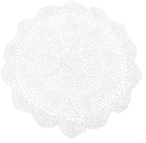 NexRen Runde Baumwoll-Tischdecke, Häkeldeckchen, Vintage-Stil, handgefertigt, dekorative Abdeckung, für Zuhause, Esszimmer, Café, Hotel, Restaurant, Maschine (weiß, 35 cm)