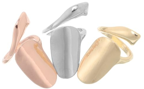 Veemoon 3 Piezas Anillos Punk Punta del Dedo de Metal Diseño Alargador, Fáciles de Usar, Ideales para Manicure y Fiestas de Halloween