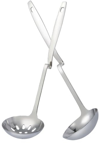 KAJNBN Mestoli Bucati in Acciaio Inossidabile 2 Pezzi Manico lungo Ergonomico, Utensili da Cucina Leggeri per Ristoranti e Servizi Alimentari