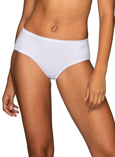 Vanity Fair Womens Illumination Panties, Silky Stretch & Satin Trim Hipster, Star White, 7 US